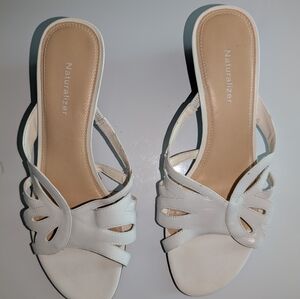 Naturalizer white wedge kitten heel sandals